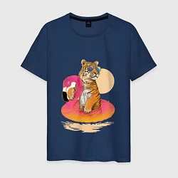 Мужская футболка Тигр на фламинго