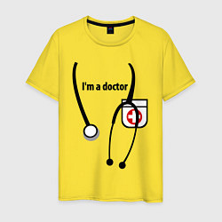 Футболка хлопковая мужская I m doctor, цвет: желтый