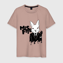Футболка хлопковая мужская Misfits Rabbit, цвет: пыльно-розовый