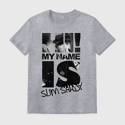 Футболка хлопковая мужская My name is slim shady, цвет: меланж