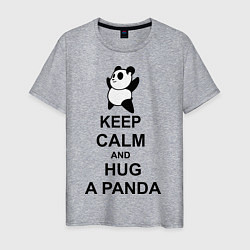 Футболка хлопковая мужская Keep Calm & Hug A Panda, цвет: меланж