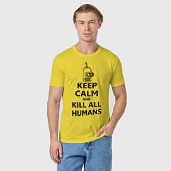 Футболка хлопковая мужская Keep Calm & Kill All Humans, цвет: желтый — фото 2