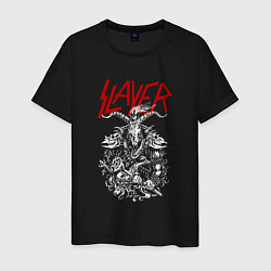 Футболка хлопковая мужская Slayer: Devil Goat, цвет: черный