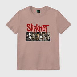 Футболка хлопковая мужская Slipknot Faces, цвет: пыльно-розовый