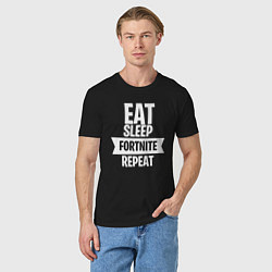 Футболка хлопковая мужская Eat Sleep Fortnite Repeat, цвет: черный — фото 2