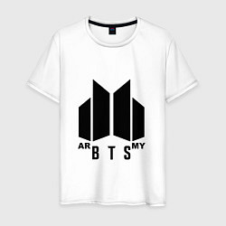 Футболка хлопковая мужская BTS ARMY, цвет: белый