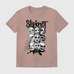 Футболка хлопковая мужская Slipknot Faces, цвет: пыльно-розовый