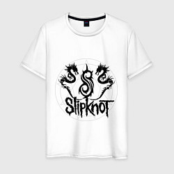 Футболка хлопковая мужская Slipknot Dragons, цвет: белый