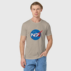 Футболка хлопковая мужская NASA N7, цвет: миндальный — фото 2