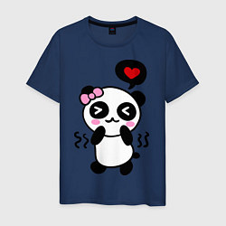 Футболка хлопковая мужская Panda girl, цвет: тёмно-синий