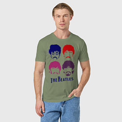 Футболка хлопковая мужская The Beatles faces, цвет: авокадо — фото 2