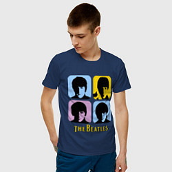 Футболка хлопковая мужская The Beatles: pop-art цвета тёмно-синий — фото 2