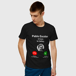 Футболка хлопковая мужская Escobar is calling, цвет: черный — фото 2