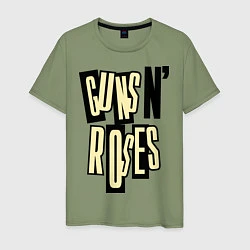 Футболка хлопковая мужская Guns n Roses: cream, цвет: авокадо