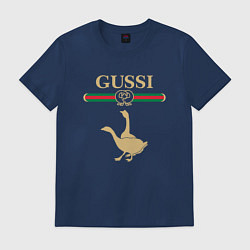 Футболка хлопковая мужская GUSSI Fashion, цвет: тёмно-синий