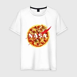 Футболка хлопковая мужская NASA: Pizza, цвет: белый
