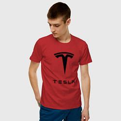Футболка хлопковая мужская TESLA Mobile цвета красный — фото 2