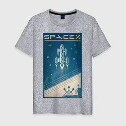 Футболка хлопковая мужская SpaceX: Space Ship, цвет: меланж