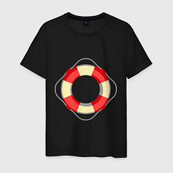 Футболка хлопковая мужская Спасательный круг, цвет: черный