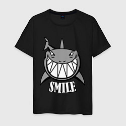 Футболка хлопковая мужская Shark Smile, цвет: черный