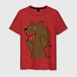 Футболка хлопковая мужская Медведь цензурный, цвет: красный