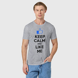 Футболка хлопковая мужская Keep Calm & Like Me, цвет: меланж — фото 2