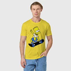 Футболка хлопковая мужская Барт на скейте, цвет: желтый — фото 2