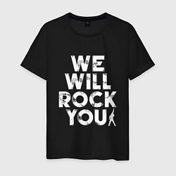 Футболка хлопковая мужская We Wil Rock You, цвет: черный