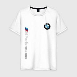 Футболка хлопковая мужская BMW M PERFORMANCE БМВ, цвет: белый