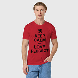 Футболка хлопковая мужская Keep Calm & Love Peugeot, цвет: красный — фото 2