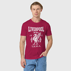 Футболка хлопковая мужская Liverpool YNWA, цвет: маджента — фото 2