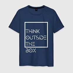 Футболка хлопковая мужская Think outside the box, цвет: тёмно-синий