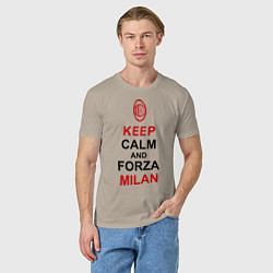 Футболка хлопковая мужская Keep Calm & Forza Milan, цвет: миндальный — фото 2