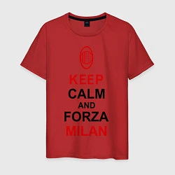 Футболка хлопковая мужская Keep Calm & Forza Milan, цвет: красный