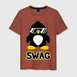 Футболка хлопковая мужская SWAG Penguin цвета кирпичный — фото 1