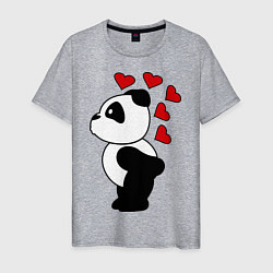 Футболка хлопковая мужская Поцелуй панды: для него, цвет: меланж