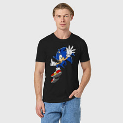 Футболка хлопковая мужская Sonic, цвет: черный — фото 2