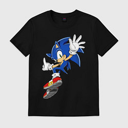 Футболка хлопковая мужская Sonic, цвет: черный