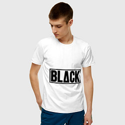Футболка хлопковая мужская BLACK цвета белый — фото 2