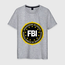 Футболка хлопковая мужская FBI Departament, цвет: меланж