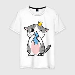 Мужская футболка Котик с рыбкой