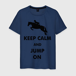 Футболка хлопковая мужская Keep Calm & Jump On, цвет: тёмно-синий