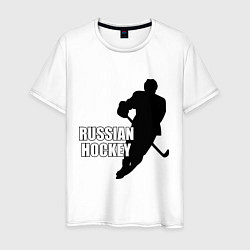 Футболка хлопковая мужская Russian Red Hockey, цвет: белый