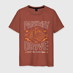 Футболка хлопковая мужская Parkway Drive: Keep the flame alive, цвет: кирпичный