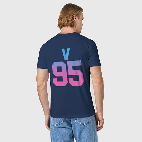 Мужская футболка BTS: Neon V / Тёмно-синий – фото 4