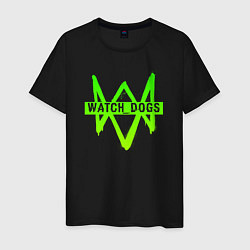 Футболка хлопковая мужская Watch Dogs: Green Logo, цвет: черный