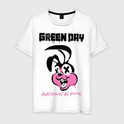 Футболка хлопковая мужская Green Day: Awesome as FCK, цвет: белый