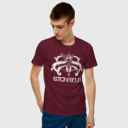 Футболка хлопковая мужская Stone Sour цвета меланж-бордовый — фото 2