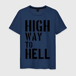 Футболка хлопковая мужская High way to hell, цвет: тёмно-синий
