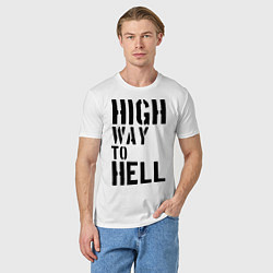 Футболка хлопковая мужская High way to hell, цвет: белый — фото 2